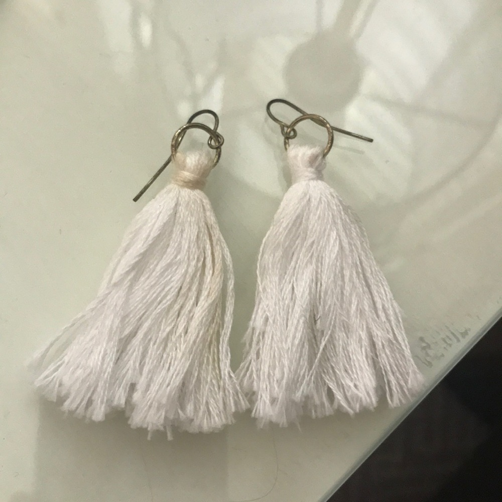 White tassel earrings